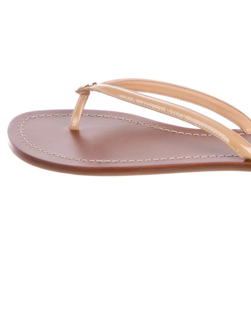 Tory Burch Terra Patent Tan Thong Sandals size 9